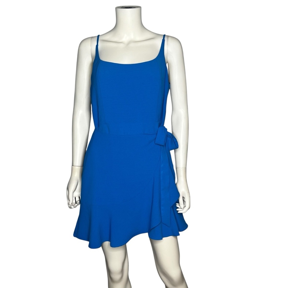 Lola Grace Blue Wrap Mini Dress Sleeveless Adjustable Spaghetti Strap Size L - Picture 2 of 7